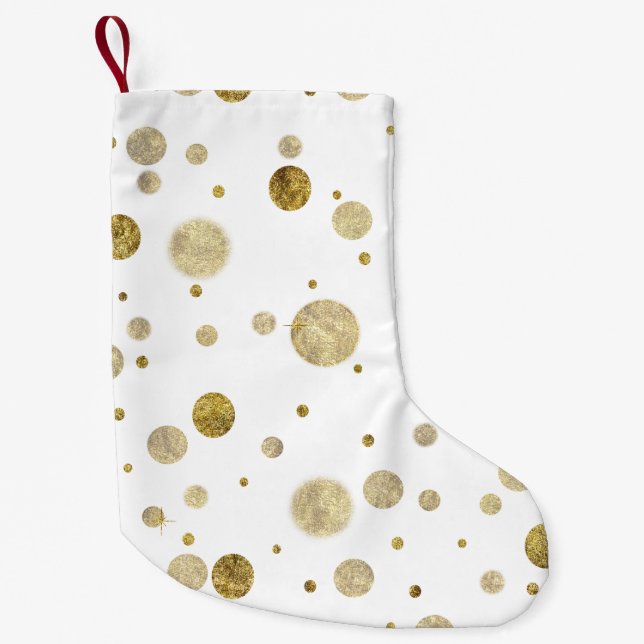 Goldbezaubernde Bokeh Confetti-Punkte Kleiner Weihnachtsstrumpf (Vorderseite)