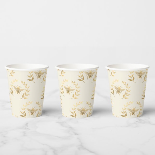 Goldbienen auf Creme Pappbecher (Multi)