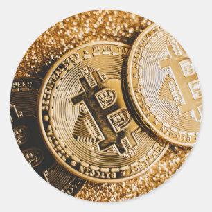 Goldbitcoin   runder aufkleber