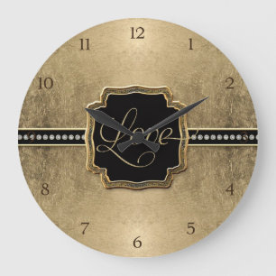 Goldblatt-Blick-Lilien-Imitat-Vintages Juwel Große Wanduhr