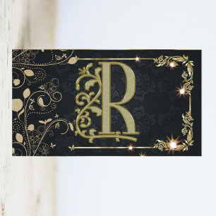 Goldblatt-Blumen-Glanz-Monogramm Visitenkarte