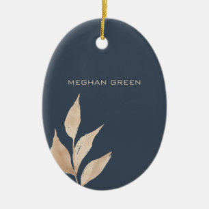 Goldblatt-Minimalistin-Marineblau-Monogramm Keramik Ornament