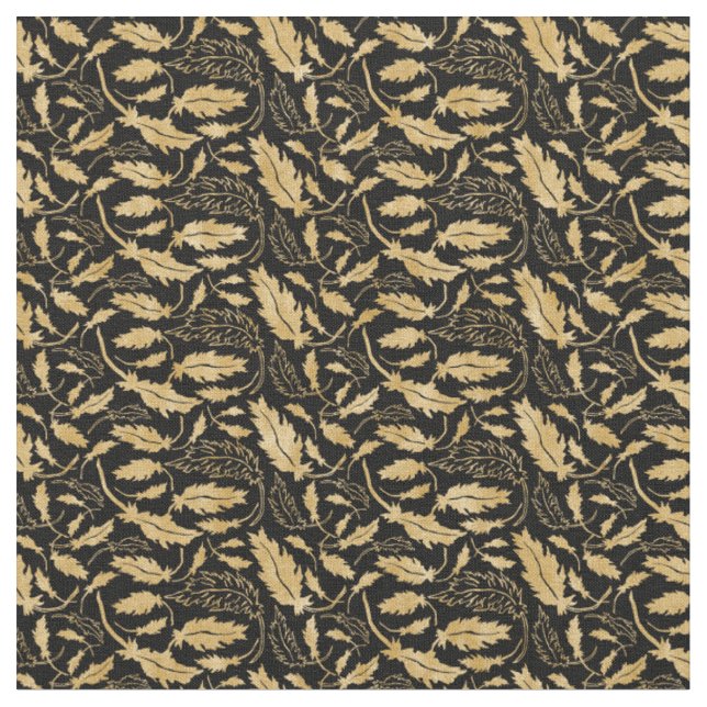 Goldblätter mit schwarzem Hintergrund Stoff (Nahaufnahme)