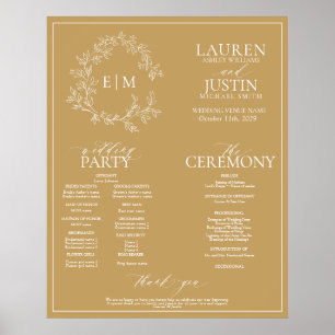 Goldblättriges Wappen Monogram Wedelprogramm Poste Poster