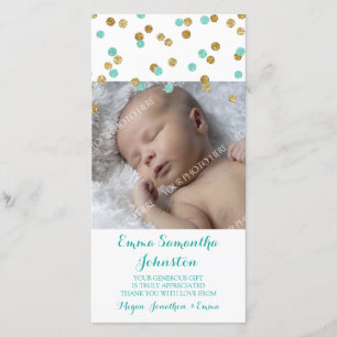Goldblau dankt Ihnen Baby-Duschen-Foto-Karten Dankeskarte