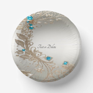 Goldblau Steine Papier Schalen Verzierend Pappteller