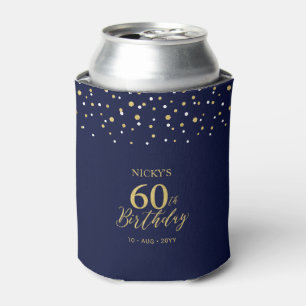Goldblaue Konfetti-Partyfavor zum 60. Geburtstag Dosenkühler