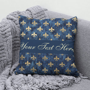 Goldblaue Lilie Fügen Sie Ihren Text-Throw-Kissen Kissen