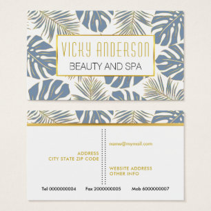 Goldblaue, tropische Blätter - Visitenkarten