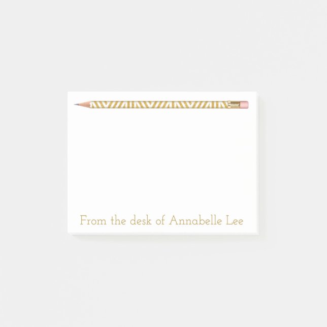 Goldbleistift drei post-it klebezettel (Vorderseite)