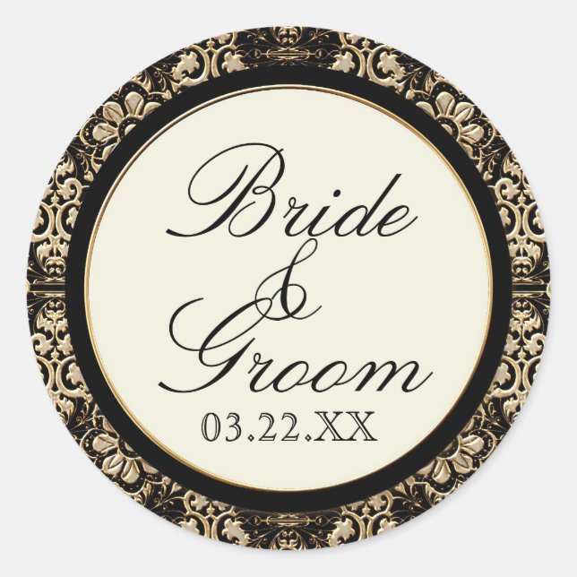 Goldblick, schnüren sich barocke Art Kunst Nouveau Runder Aufkleber (Vorderseite)