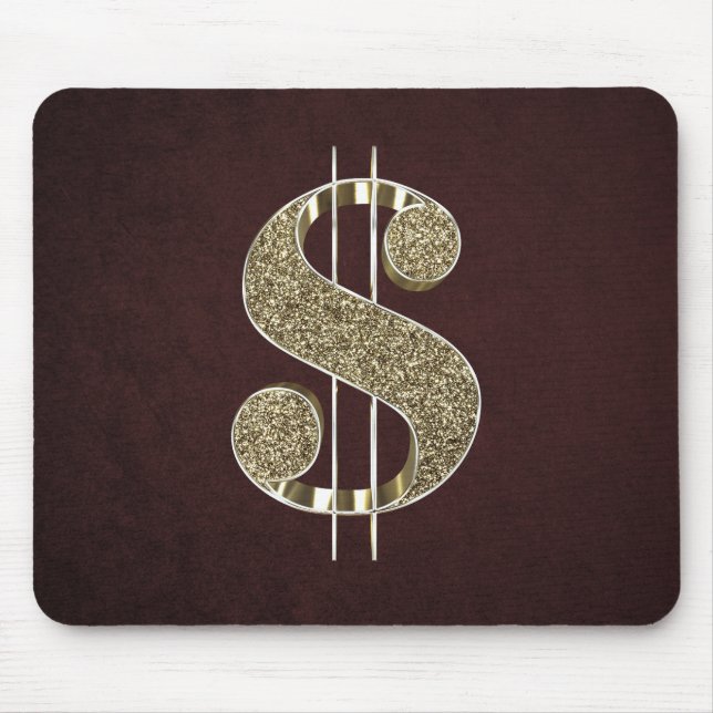 GoldBling 3D Dollar-Zeichen Mousepad (Vorne)