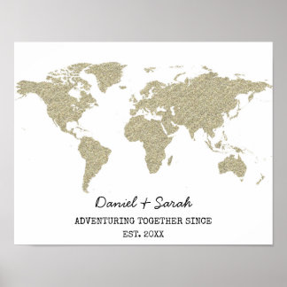 Goldbling Glitzer Weltkarte abstrakte Kunstposter Poster