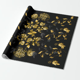 Goldblüht schwarze Blatt-Dahlie Blumenrebe auf Geschenkpapier