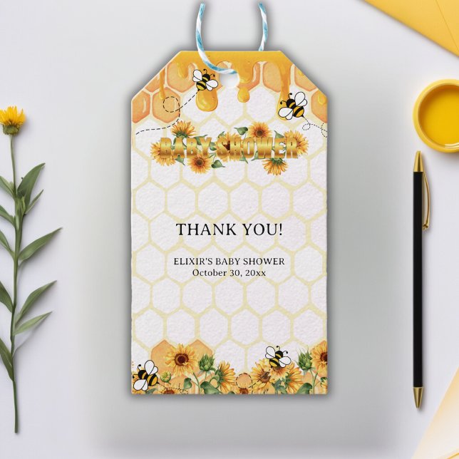 Goldblume Honeycomb Honeybee Babydusche Geschenkanhänger (Von Creator hochgeladen)