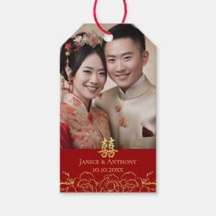Goldblumen Foto Paar Chinesische Hochzeit Doppel x Geschenkanhänger