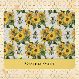 Goldblumen Honeycomb und Königliche Biene mit Name Mousepad