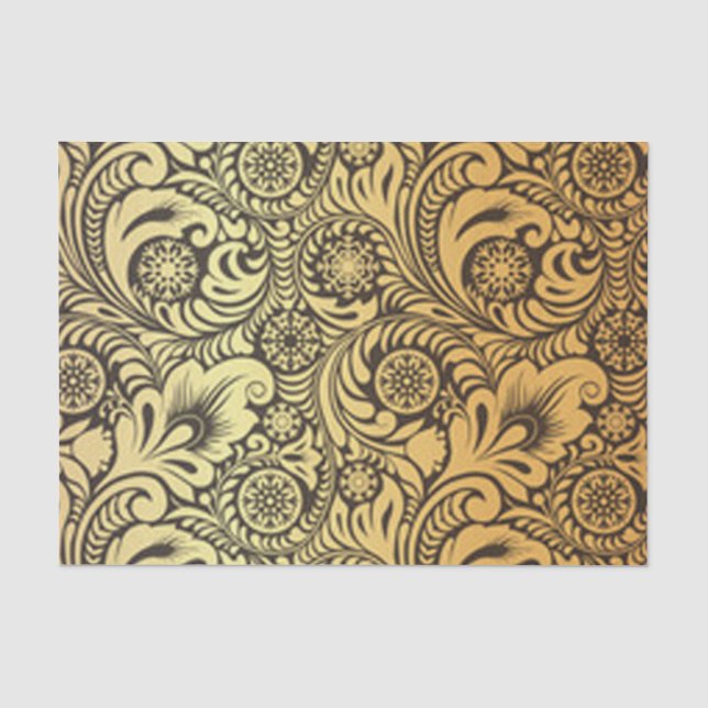 GoldBlumen-Muster-Entwurf Seidenpapier (Vorderseite)