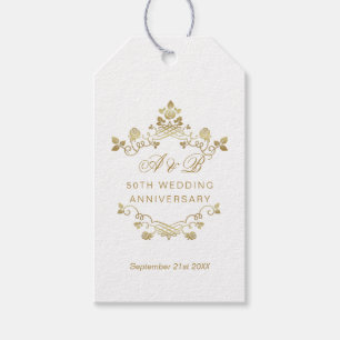 Goldblumen-Wirbel 50. Hochzeitstag Geschenkanhänger