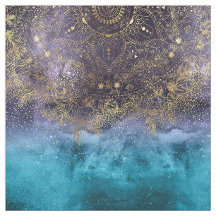 GoldblumenMandala- und -Confettibild Stoff