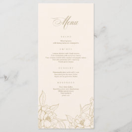 Goldblumenpeony, Ivory Wedding Menu Card Programm