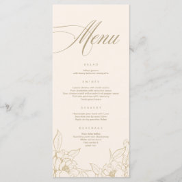 Goldblumenpeony, Ivory Wedding Menu Card Programm