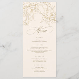 Goldblumenpeony, Ivory Wedding Menu Card Programm