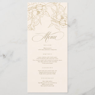 Goldblumenpeony, Ivory Wedding Menu Card Programm