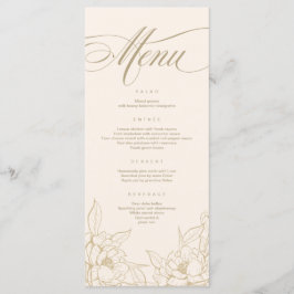 Goldblumenpeony, Ivory Wedding Menu Card Programm