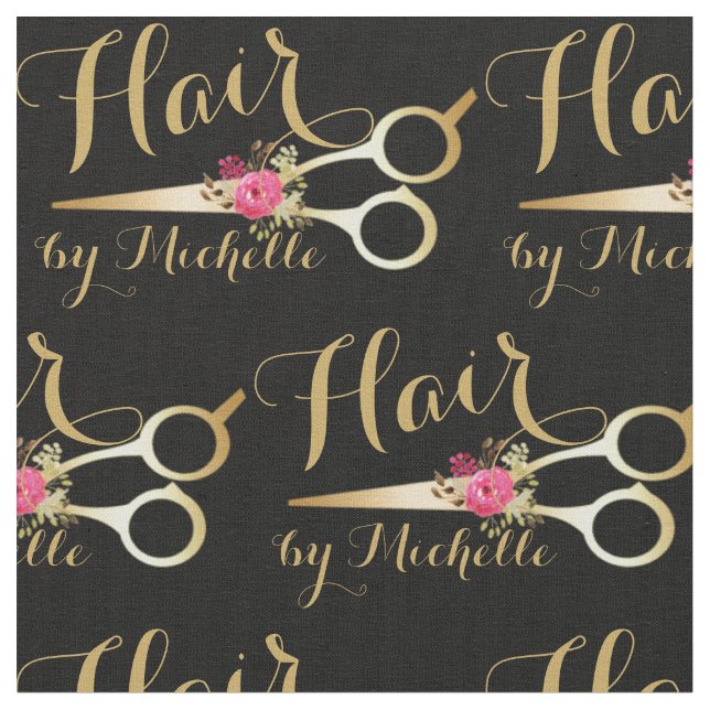 Goldblumenschere Friseursalon Stoff (Nahaufnahme)