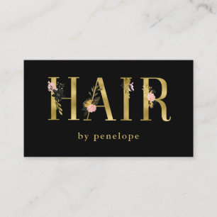 Goldblumentypographie des Hairstylist-  auf Visitenkarte