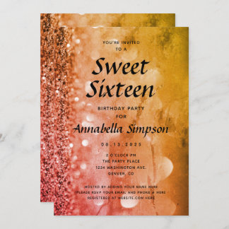 Goldblush Sparkle 16 . Geburtstag 16. Geburtstag Einladung