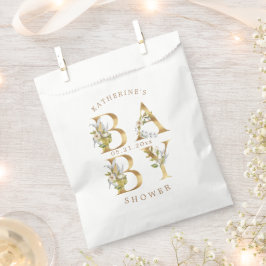 Goldblütenbriefe Babydusche Monogramm Geschenktütchen