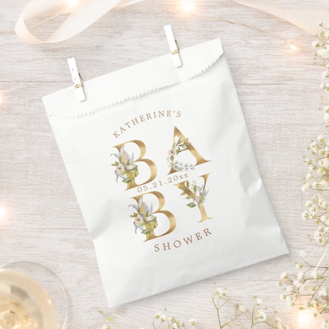 Goldblütenbriefe Babydusche Monogramm Geschenktütchen (Ausgeschnitten)