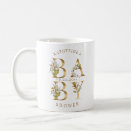Goldblütenbriefe Babydusche Monogramm Kaffeetasse