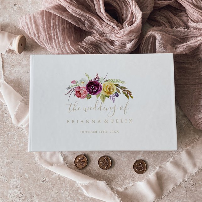 Goldboho Tropical Floral Wedding Gästebuch (Von Creator hochgeladen)