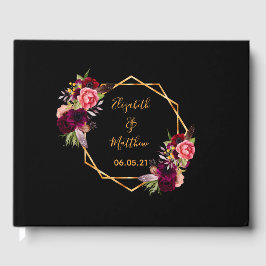 Goldbordeauxrot Hochzeitsgrau Gästebuch