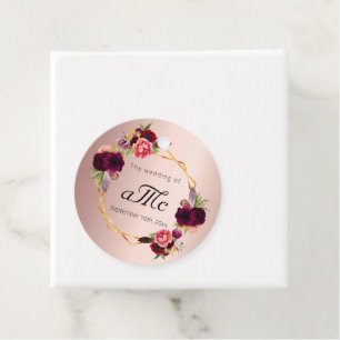 Goldbordeauxrot-Rose Hochzeitssaal Geschenkanhänger