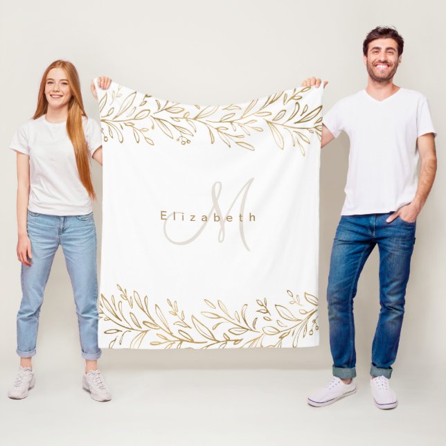 Goldbotanischer personalisierter Name und Monogram Fleecedecke (Beispiel)