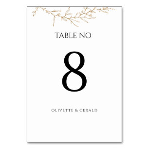 Goldbotanisches modernes mit Blumenminimales Tischnummer