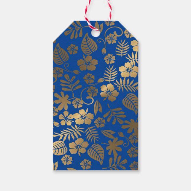 Goldbotanisches Muster Geschenkanhänger (Vorderseite)
