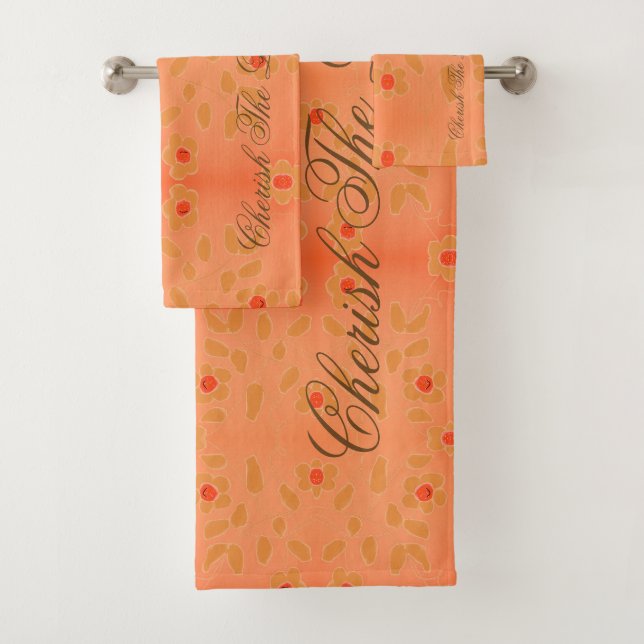 Goldbraune Blütenblüten Badhandtuch Set (Insitu)