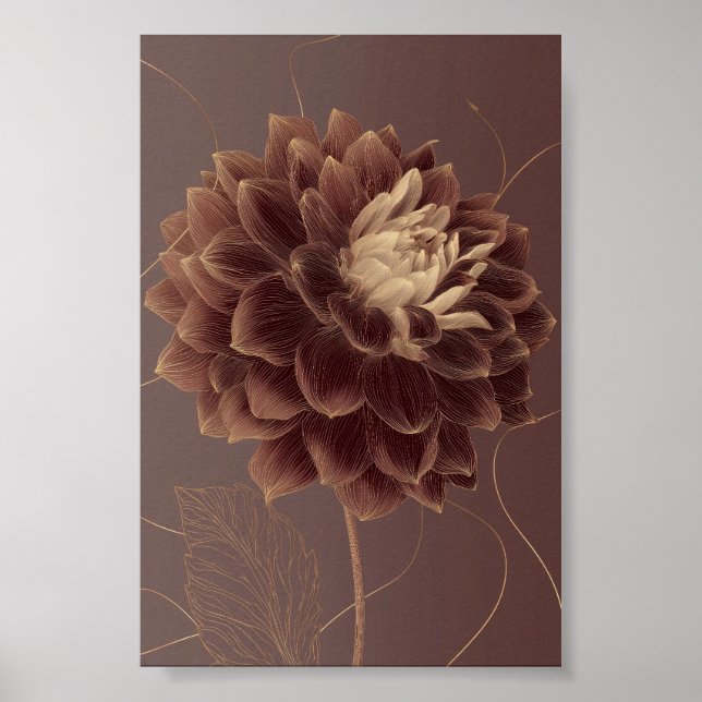Goldbraune Dahlie Botanische Blume Poster (Vorne)