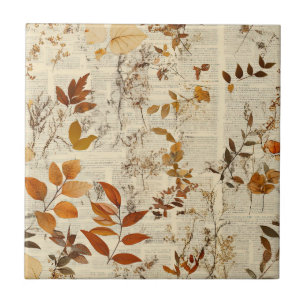Goldbraune rustikale Blätter - Vintage-Herbsttextu Fliese
