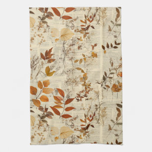 Goldbraune rustikale Blätter - Vintage-Herbsttextu Geschirrtuch