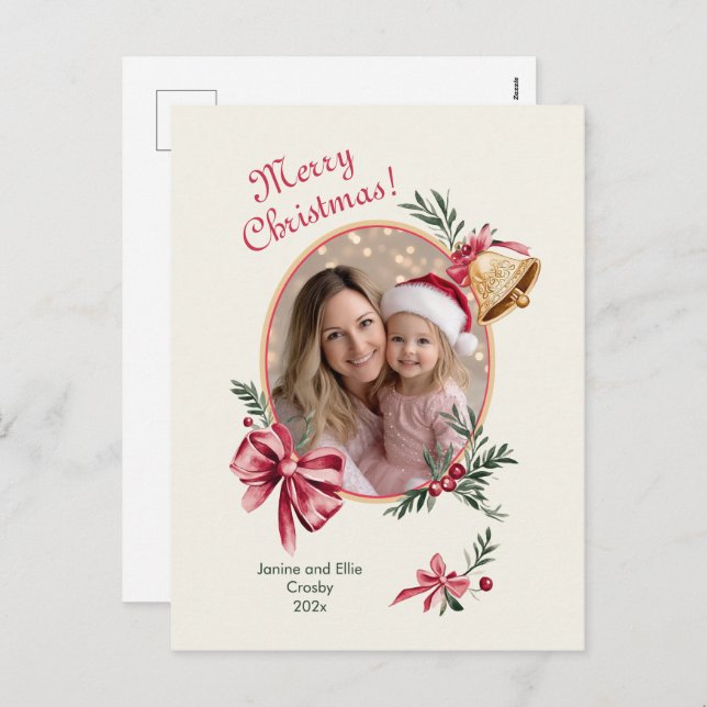 Goldbrells Pink Bows Foto Weihnachten (Vorne/Hinten)