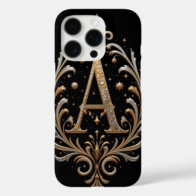 Goldbrief A mit Blumendekoren Case-Mate iPhone Hülle (Rückseite)