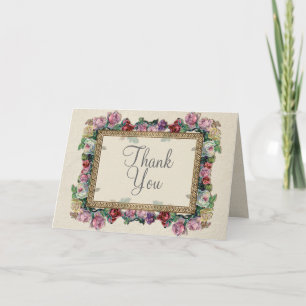 Goldbrokat Blumen Formal Elegante Dankeskarten Dankeskarte
