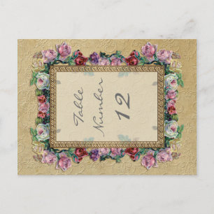 Goldbrokat Blumen Formal Elegante Tischnummern