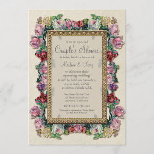 Goldbrokat-formales elegantes mit BlumenBrautparty Einladung